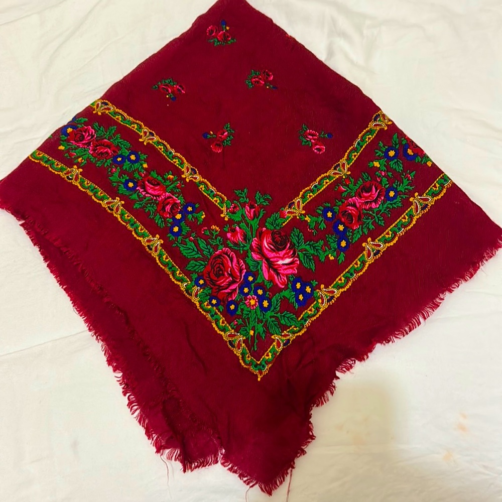 💜Vintage Small Bandana Floral Deep Purple